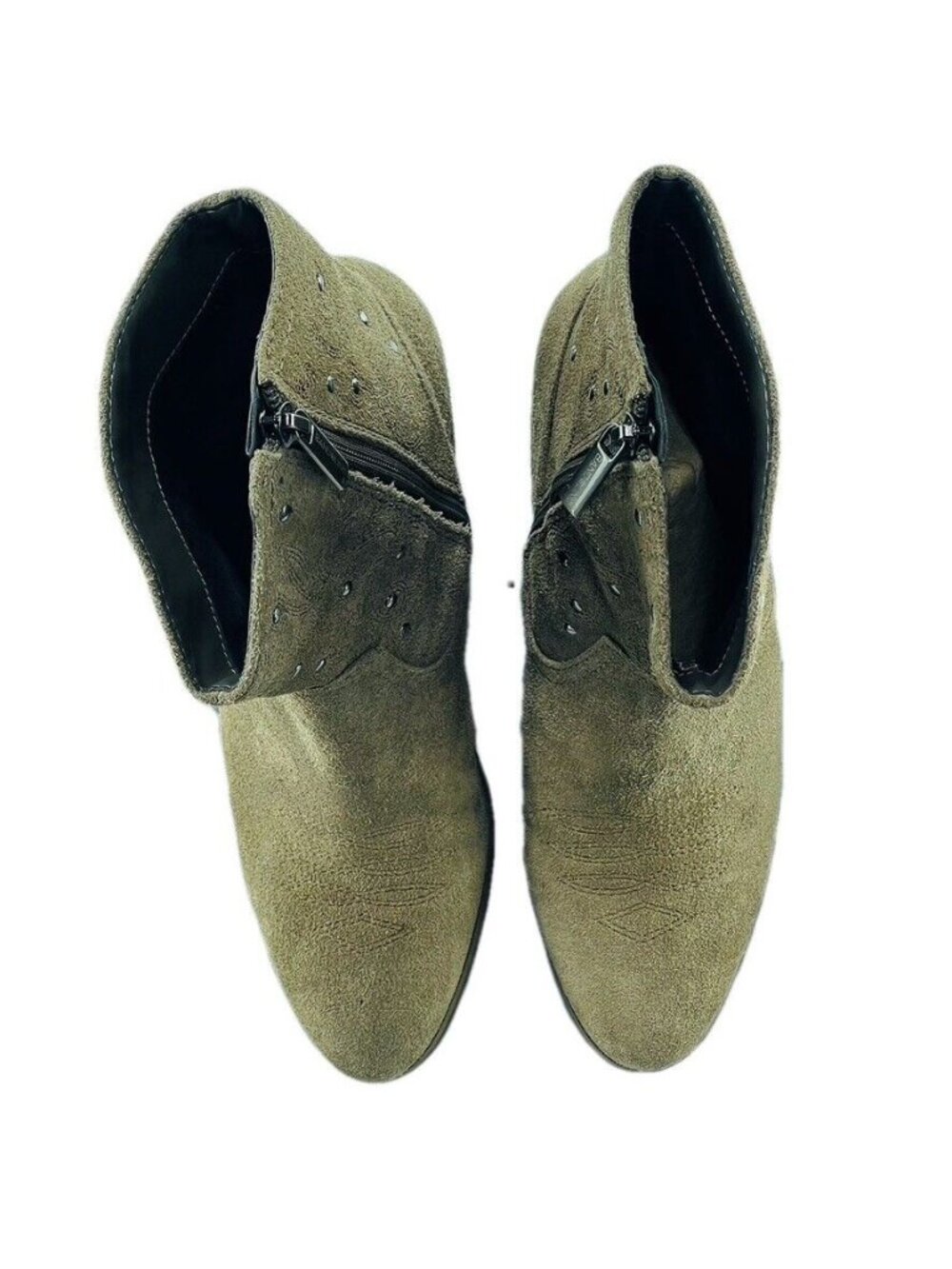 BANDOLINO Boot Erissa Taupe Suede Leather Ankle Round Toe Low Stacked Heel Weste - Picture 3 of 11